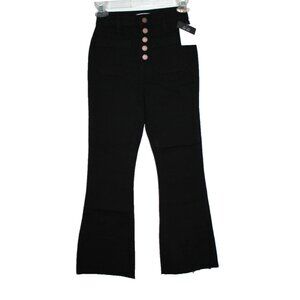 ONeill Jeans Women's Size 25 Black Denim Mini Boot Cut Flare Frayed 22x25 NEW